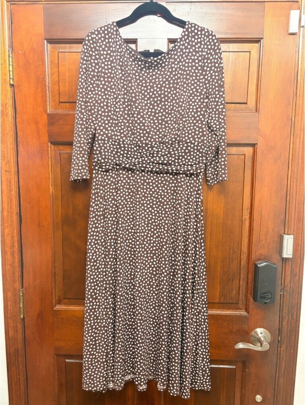 Chic Brown Polka Dot Midi Dress Size 16 - Classic & Comfy!